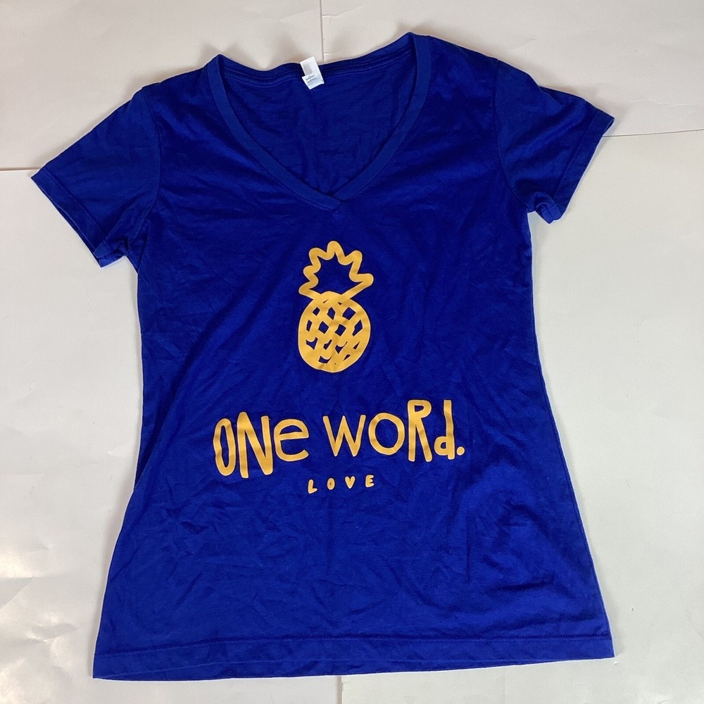 Ideal Womens T Shirt Top Size L Large Short Sleeve V Neck Pineapple Love